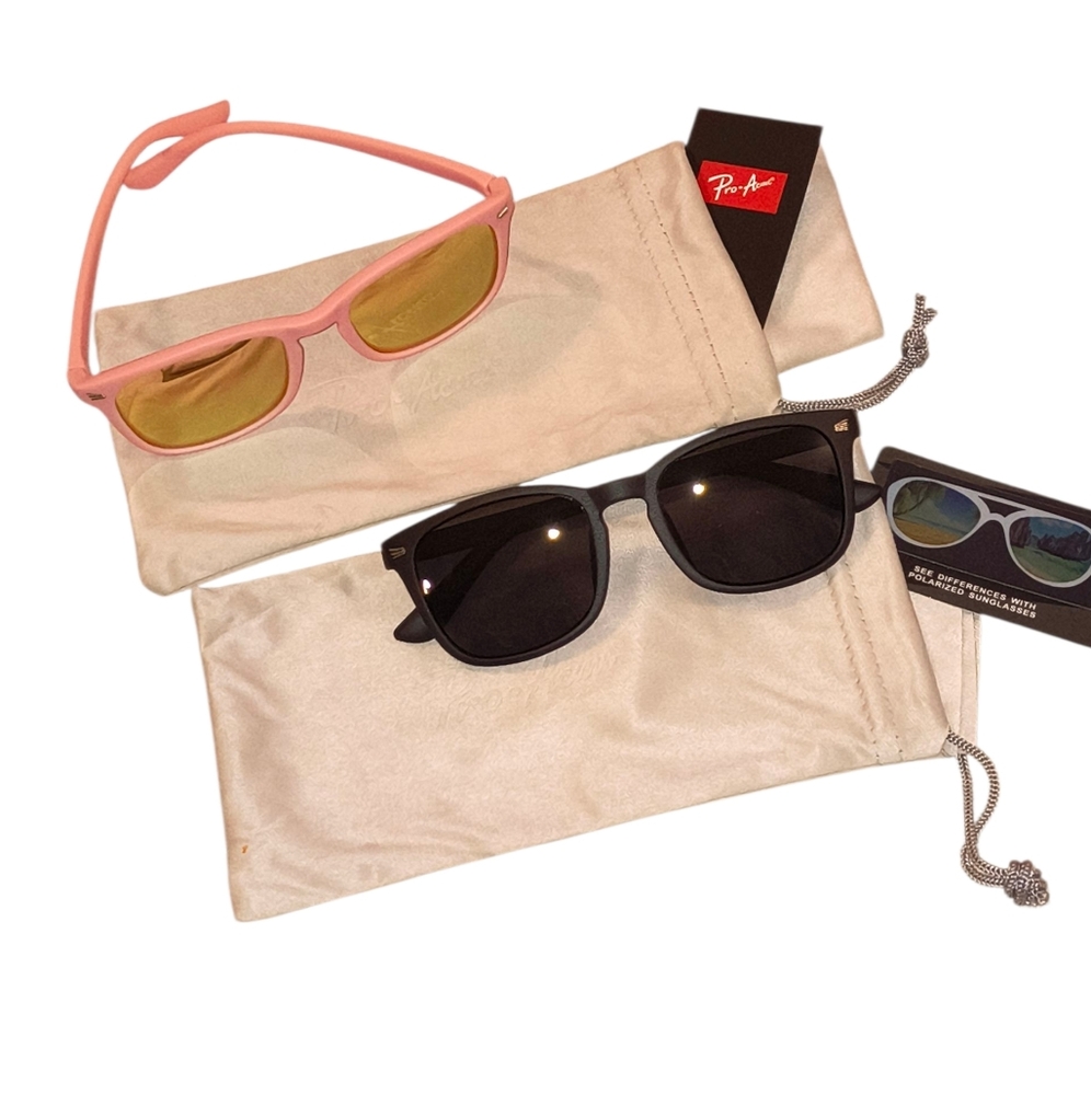 (2) Pack Pro Acme Polarized Kids Sunglasses - Pink and Black